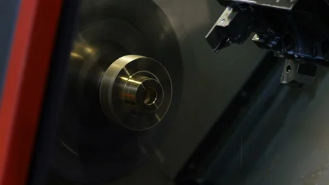 Process of metalworking on cnc lathe Video stock 116096315