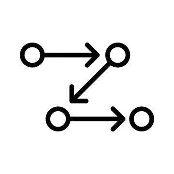 Process, method, step, procedure or workflow icon linear logo mark in black.. Stock Illustration