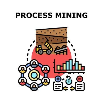 Process mining analyzing business data for workflow optimization Illustrazione stock
