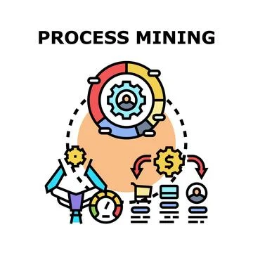 Process mining analyzing data and optimizing operations Stock Illustration