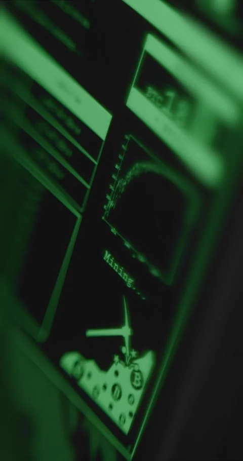 Process of mining Bitcoins, mining data Stock Footage 321755503