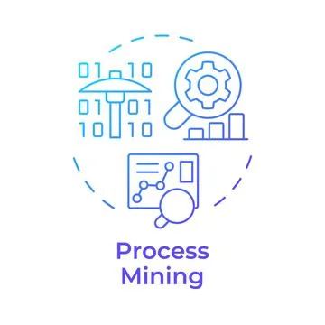 Process mining blue gradient concept icon Illustrazione stock