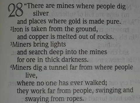 Process of mining in the Holy Bible. Stock Photos
