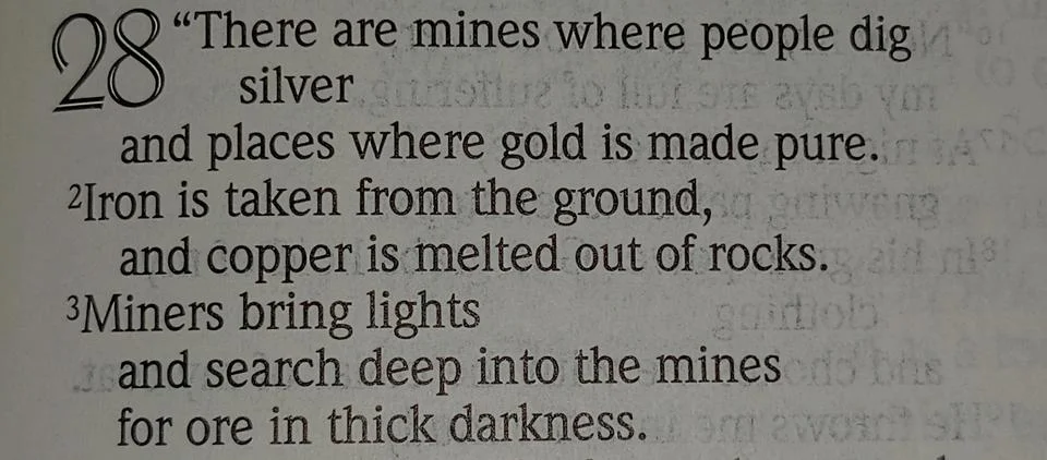 Process of mining in the Holy Bible. Stock Photos