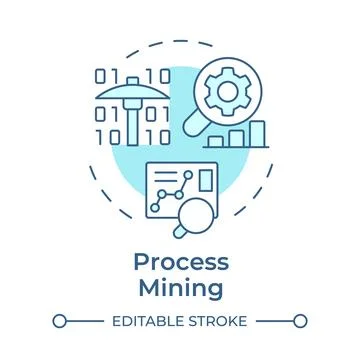 Process mining soft blue concept icon Stock Illustration