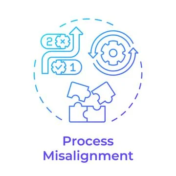 Process misalignment blue gradient concept icon Stock Illustration