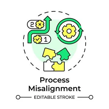 Process misalignment multi color concept icon Stock Illustration