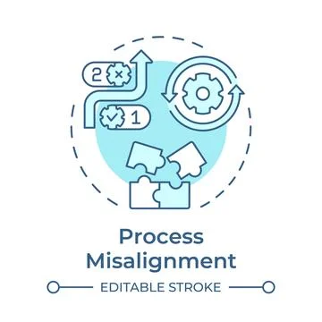 Process misalignment soft blue concept icon Stock Illustration