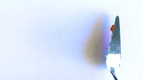 The process of mixing and drawing with acrylic paints and palette knife Stock Footage 94867582