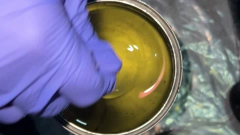Process of mixing slime, oil, epoxy resin, water paint, sludge Video stock 323650936