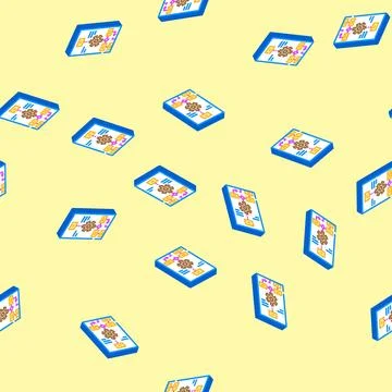 Process modeling analyst isometric icon seamless pattern Stock Illustration