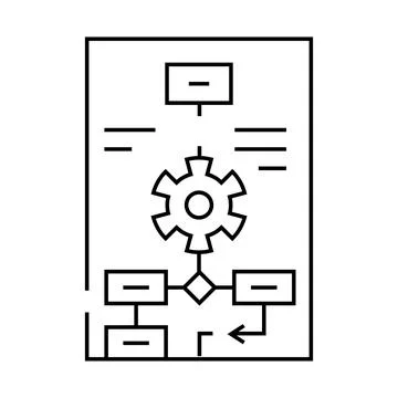 Process modeling analyst line icon vector illustration Stock Illustration