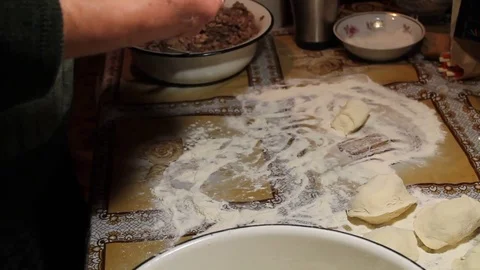 The process of  modeling home-made dumplings Video stock 76440859