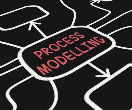 Process modelling diagram shows illustration of business processes Stock Illustration