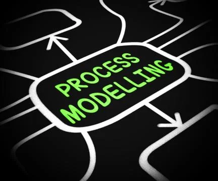 Process modelling means setting up a system procedure - 3d illus Stock Illustration