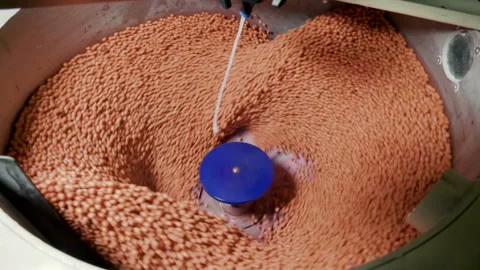 Process of mordant of soybean seeds to protect against diseases. Slow motion. HD Stock-Footage 90347050