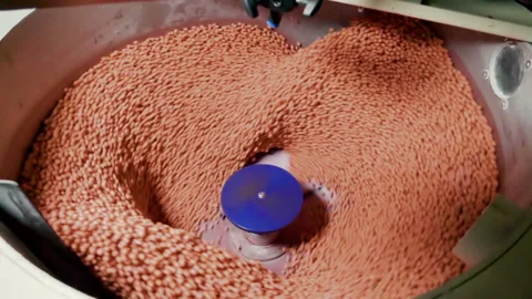 Process of mordant of soybean seeds to protect against diseases. Slow motion. HD Stock Footage 90347250