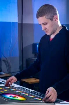 The process of offset printing and color correction Stock Photos