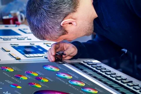 The process of offset printing and color correction Stock Photos