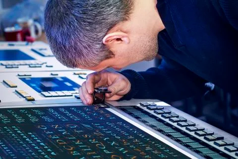 The process of offset printing and color correction Stock Photos