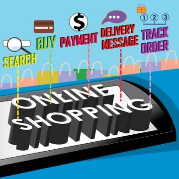 Process of online shopping Stock Illustration