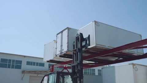 The process of operation of a forklift truck Stock Footage 249513588