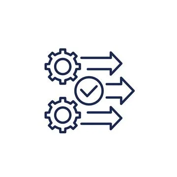 Process, operation icon with gears, line vector Stock Illustration