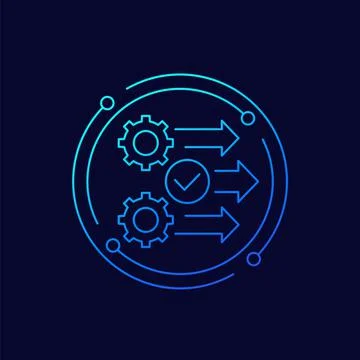 Process, operation icon with gears, line design Stock Illustration
