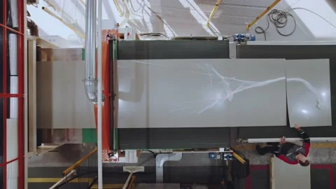 Process of operation of a large automated machine in production Stock Footage 206772294