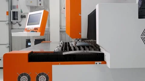Process of operation of a point laser mechanical machine for metal processing Stock Footage 289400936