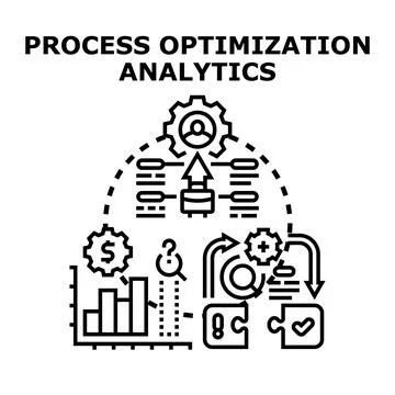 Process optimization analytics concept creating business efficiency Illustrazione stock
