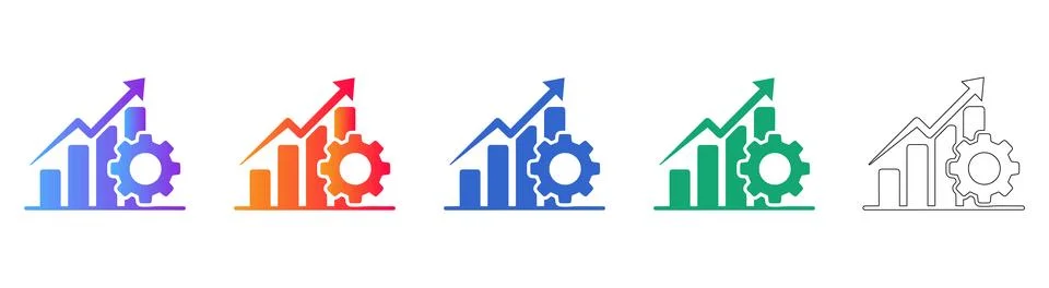 Process Optimization and Growth Icon Set Illustrazione stock