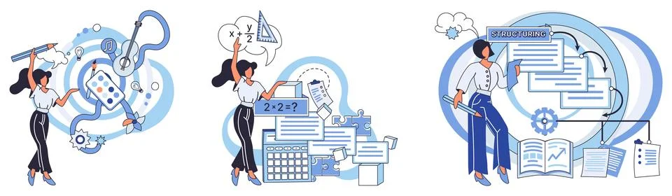 Process optimization. Business progress relies on continuous improvement and Illustrazione stock