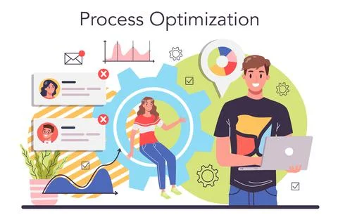 Process optimization concept. Idea of business improvement Stock Illustration