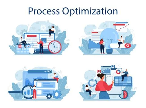 Process optimization concept set. Idea of business improvement Stockillustratie