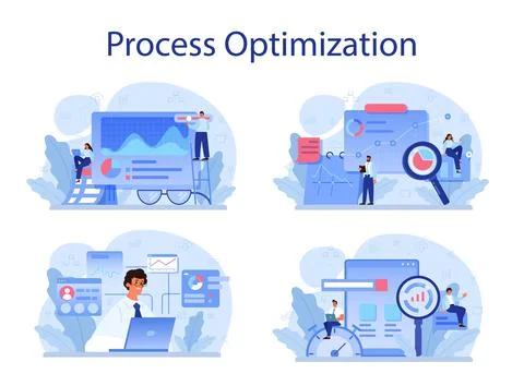 Process optimization concept set. Idea of business improvement 스톡 일러스트