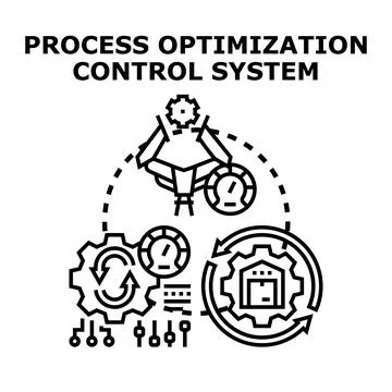 Process optimization control system automation concept Stock Illustration