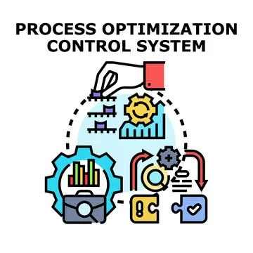 Process optimization control system developing strategy concept Stock Illustration