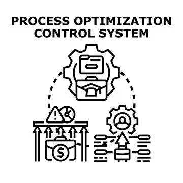 Process optimization control system improving business efficiency Stock Illustration