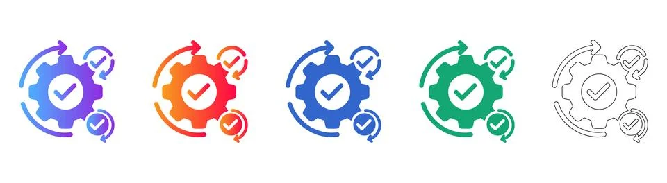 Process Optimization Cycle Icons Stock Illustration