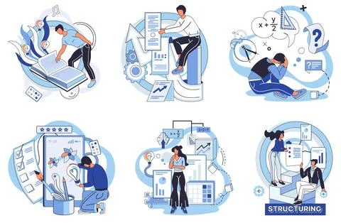 Process optimization. Effective management incorporates strategic planning for Illustrazione stock