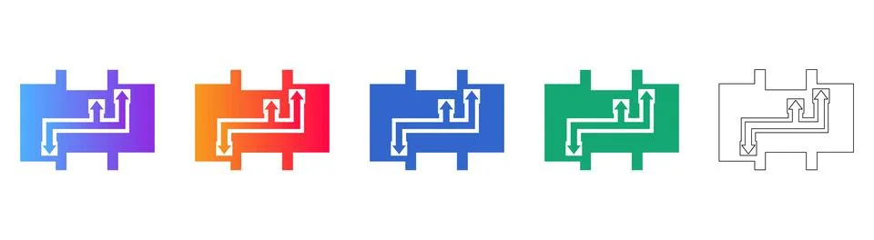 Process Optimization Flow Arrow Icon Set 스톡 일러스트