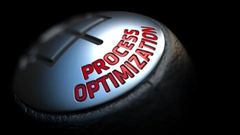 Process Optimization on Gear Shift with Red Text Stock Illustration