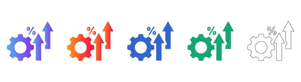 Process Optimization &amp; Growth Icons Business Efficiency &amp; Analytics System 스톡 일러스트