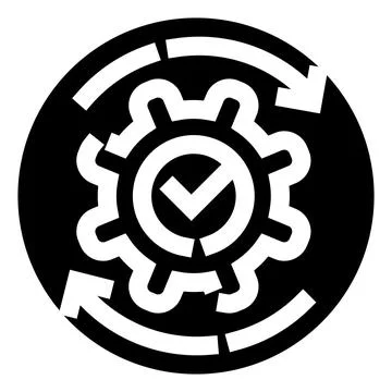Process optimization icon with gear and checkmark Stock Illustration