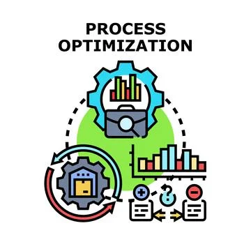 Process optimization improving business efficiency and workflow Illustrazione stock