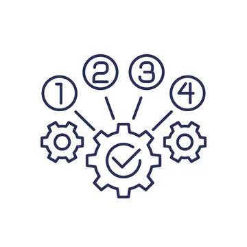 Process optimization line icon with gears 스톡 일러스트