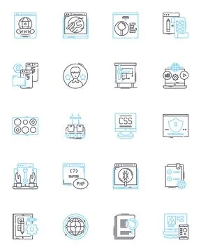 Process optimization linear icons set. Efficiency, Streamlining, Productivity Illustrazione stock
