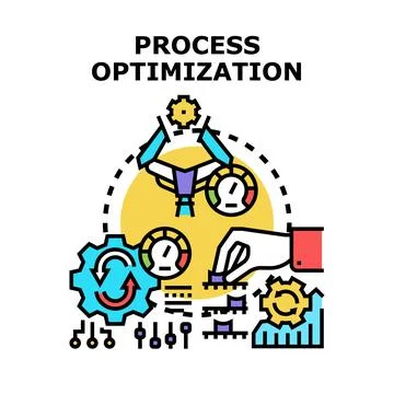 Process optimization management improving business workflow efficiency Stock Illustration