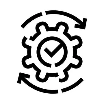 Process optimization management workflow with check mark gear Ilustración de archivo